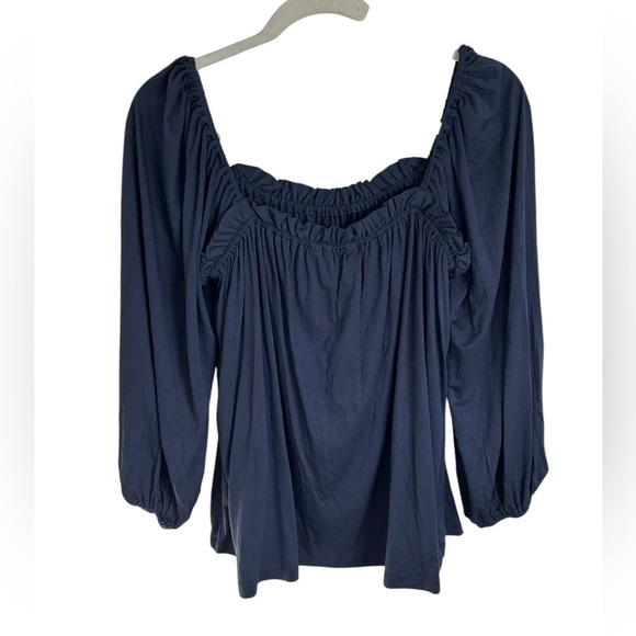 Boden Navy Blue Square Neck Swing Jersey Blouse Top Peasant Womens Sz 6 NWT - Picture 3 of 13